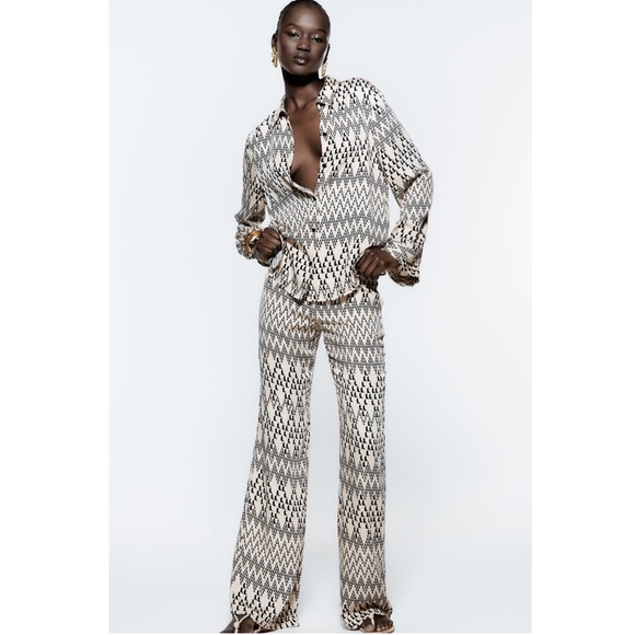 Zara Other Zara Flowy Printed Shirt And Pants Poshmark